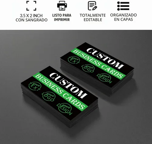 Vista 4 de 100 tarjetas de visita personalizadas de impresión de doble cara, personaliza con tu logotipo, tarjetas personalizadas de 3.5 x 2 pulgadas
