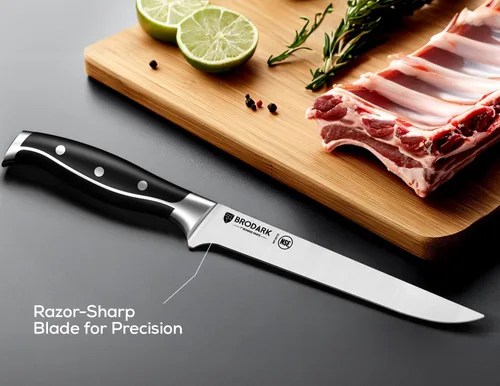 Vista 3 de BRODARK Cuchillo deshuesador de 7 pulgadas, deshuesado para cortar carne con mango de espiga completa, filete de acero inoxidable de alto carbono