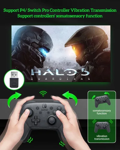 Vista 5 de Adaptador Bluetooth para controlador P4controlador P5controlador Switch Pro, adaptador de controlador para SwitchSwitch LitePCAndroid TV BoxSteam
