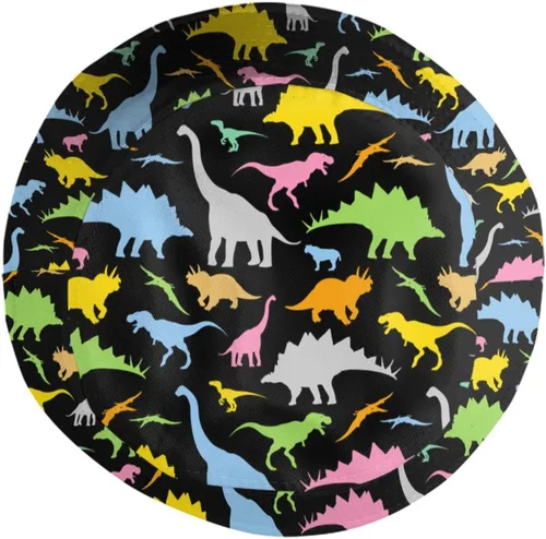Vista 4 de Sombrero de pescador plegable para el sol y la playa, para mujeres y hombres, senderismo al aire libre, Dinosaurio de dibujos animados de dinosaurio