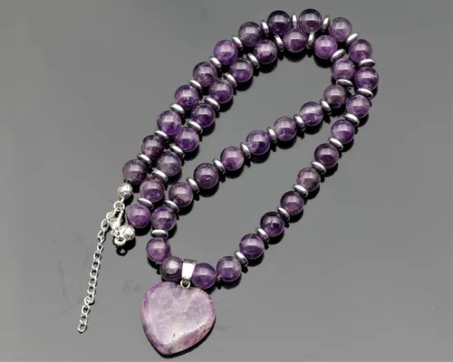 Vista 106 de Colgante de corazón de aventurina natural, Collar de cuentas de aventurina genuina, Collar de piedra verde, Collar de piedras preciosas, Cuentas