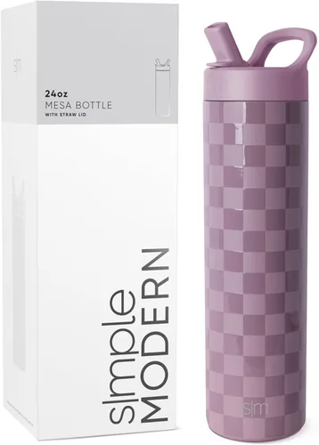 Vista 8 de Simple Modern Botella de agua con tapa de pajilla Termo de acero inoxidable aislado Botellas de agua reutilizables para viajes para gimnasio