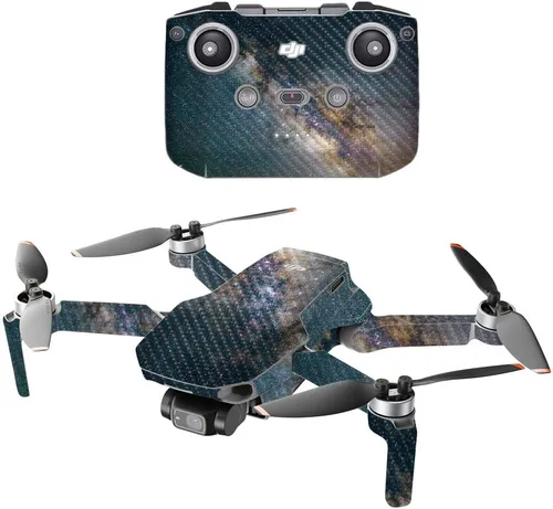 Vista 11 de MIGHTY SKINS Fibra de carbono compatible con DJI Mini 2 Dron portátil - Andromeda Acabado de fibra de carbono texturizado protector, duradero