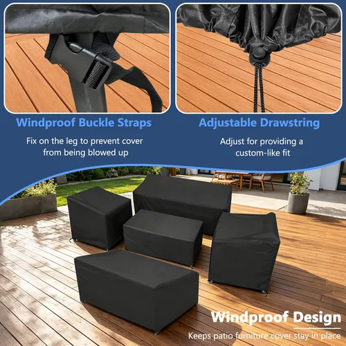Vista 2 de STARTWO Outdoor Furniture Cover Waterproof, Patio Furniture Covers 5 Piece Set for Chairs, Couch, Table Coffee, Black
