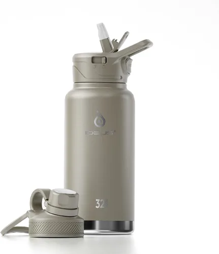 Vista 60 de IDEUS Botella de agua aislada de 12 onzas, botella de agua aislada de acero inoxidable para la escuela, botellas aisladas con pajitas a prueba