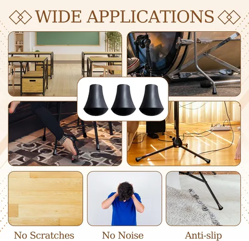 Vista 5 de Vaveren Soporte antideslizante para patas de tambor, 3 unidades, punta de percusión profesional, accesorios de percusión para tambor, piezas