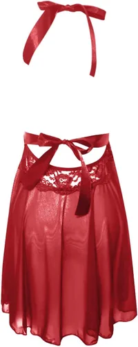 Vista 3 de Lencería de encaje para mujer, talla grande, con tirantes de peluche, cuello en V, ropa de dormir