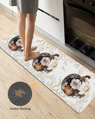 Vista 3 de Lujosa alfombra de baño de calabazas para bañera, antideslizante, de secado rápido y absorbente, de tierra de diatomeas, tapete de cocina, tapete