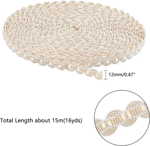 Vista 2 de PH PandaHall 15M (16 yardas) 1/2 pulgadas (0.551 in) patrón de curva de nailon para disfraz, manualidades, costura, joyería, fabricación de joyas