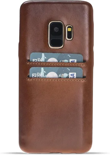 Vista 44 de HARDISTON Funda de piel auténtica hecha a mano para Samsung Galaxy Note 8, funda a presión con 2 ranuras para tarjetas de crédito, carga Marrón