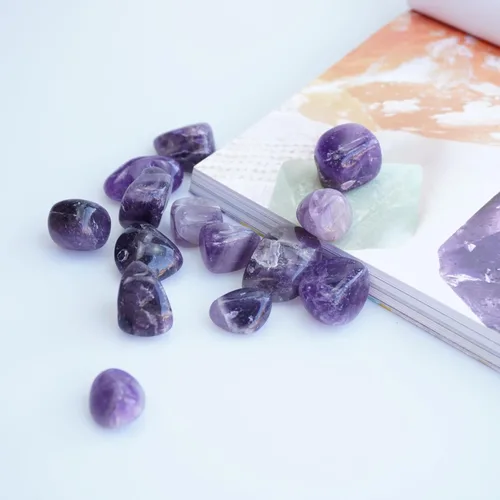 Vista 5 de Juego de piedras de cristal de amatista pulidas de cristal curativo a granel de 3 libras, piedras de cristal de amatista pulida para la fabricación