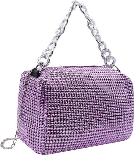 Vista 3 de BOLLEY JOSS Bolsos de noche para mujer, bolso cruzado brillante con asa de cadena, bolso de mano para fiesta de graduación y niñas