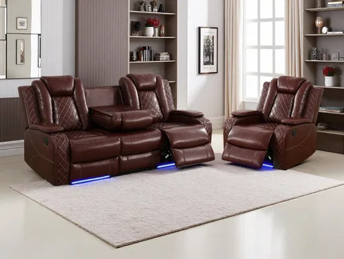 Vista 75 de Juego de sofás reclinables eléctricos, juegos de muebles de sala de estar, sofá reclinable eléctrico moderno negro, sofá biplaza y silla