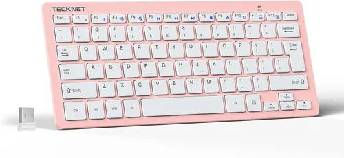 Vista 11 de TECKNET Teclado inalámbrico 2.4G, mini teclado compacto con teclas rápidas multimedia, duración de la batería de 12 meses, compatible con PC Negro