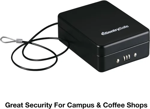 Vista 4 de SentrySafe Caja fuerte pequeña, caja de seguridad negra con cerradura de combinación para oficina o dormitorio asegura dinero, pasaporte, joyas
