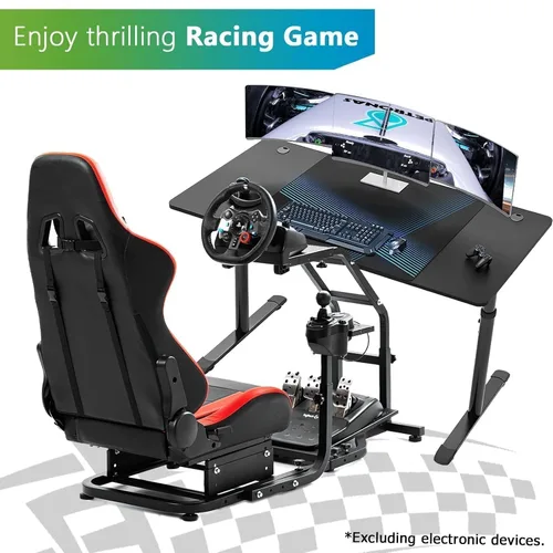 Vista 6 de Steering Wheel Stand Racing Cockpit with Red Seat Unobstructed Design for Both Legs Fit for LogitechThrustmaster G29,G920,G923,G25&T300RS,T80,T150