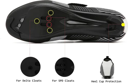 Vista 4 de Zapatos de ciclismo para hombres y mujeres, compatibles con Peloton preinstalados con tacos Delta, zapatos de ciclismo para montar en bicicleta