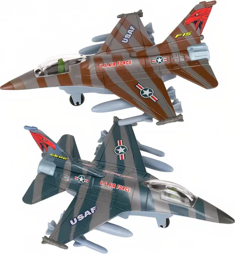 Vista 8 de ArtCreativity F-16 Fighter Jet Toy Set para niños – Paquete de 2 aviones de metal fundido a troquel F16 Fighting Falcon, jets militares de tracción