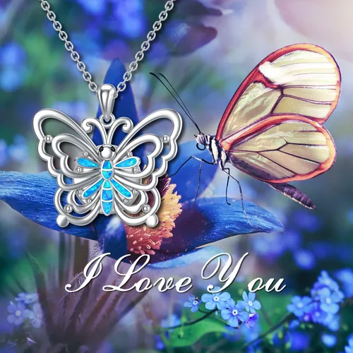 Vista 6 de Collar con medallón con diseño de libélula de abeja y búho de mariposa para cualquier foto