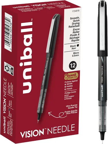 Vista 20 de Uniball Vision - Bolígrafo de punta rodante, en barra, micro 0.020 in, tinta roja, barril gris/rojo, docena (paquete de 12)