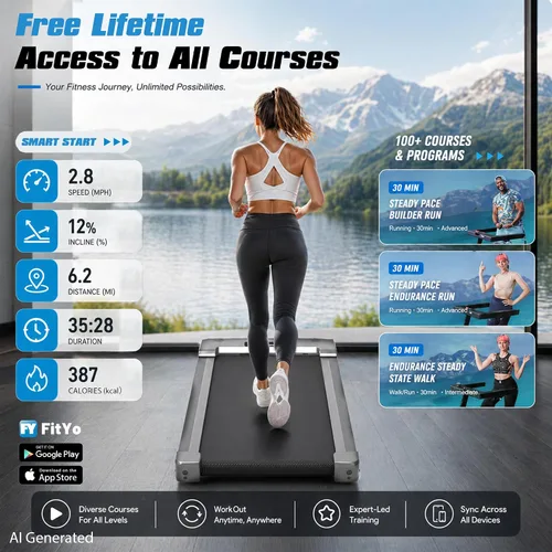 Vista 3 de Walking Pad Treadmill 450 lb Capacity, Auto Incline Under Desk Treadmill Negro carbón