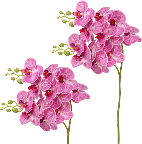 Vista 7 de Orquídeas azules de 30 pulgadas, flores artificiales de tacto real Phalaenopsis en aerosol, tallos de orquídeas artificiales falsas, arreglo alto