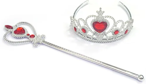 Vista 9 de Juego de tiara y varita de corona princesa Elsa - Joya de corazón de plata Azul