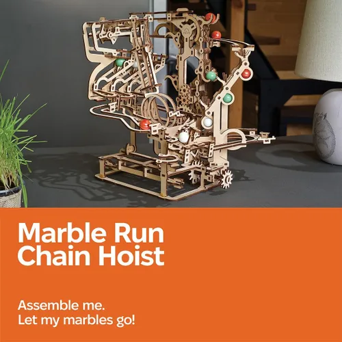 Vista 8 de UGEARS Cadena de Elevación de Carrera de Mármol 3D Rompecabezas de Madera para Adultos - Kits de Modelo de Madera para Modelos de Adultos