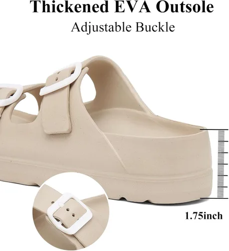 Vista 4 de Sandalias de plataforma para mujer con soporte de arco, hebilla ajustable, sandalias de playa para mujer, cómodas, ligeras, ultraacolchadas