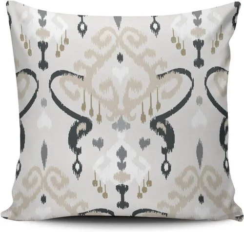 Vista 49 de Fundas de almohada decorativas Ikat con patrón de diamante en rojo y crema, cojín personalizable rectangular, tamaño 12 x 16 pulgadas, funda