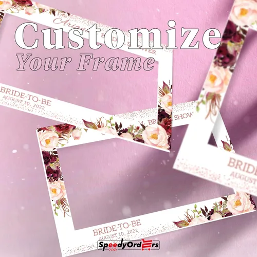 Vista 8 de Marco de fotos de oro rosa para boda, boda, ducha, tamaño 36 x 24, 48 x 36; decoración floral personalizada, decoración de flores nupciales, cabina