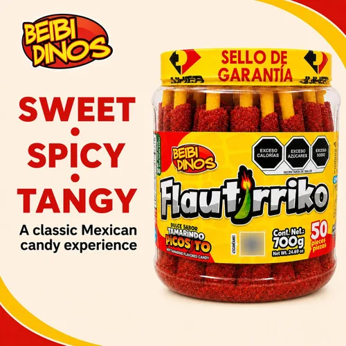 Vista 6 de Flautirriko Tarugos Tamarindo Candy Sticks 50 piezas 19.40 oz Always Fresh