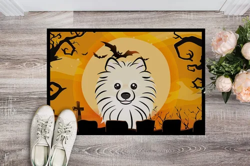 Vista 2 de Caroline's Treasures BB1765MAT - Felpudo de Halloween Pomerania de 18 x 27 pulgadas, tapete para puerta delantera, para interiores y exteriores