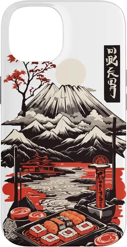 Vista 4 de Aesthetic Sushi Design Vintage Colour Woodcut Ukiyo-E Style Case for iPhone 16