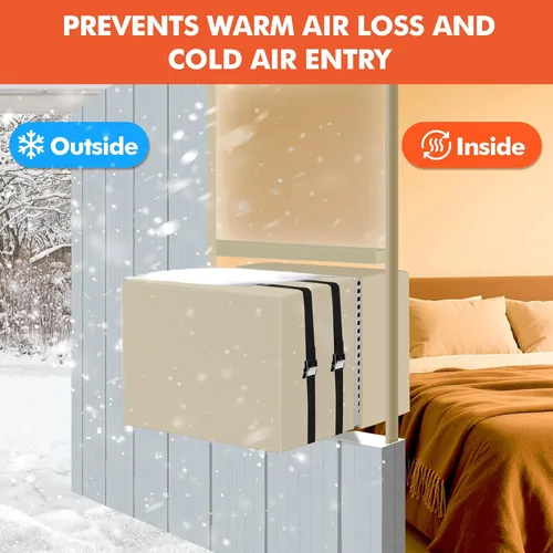 Vista 4 de 2 cubiertas de aire acondicionado de ventana para exteriores y cubiertas de aire acondicionado para interiores, aislamiento de 3 capas con papel
