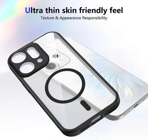 Vista 275 de Funda magnética transparente compatible con Xiaomi 17T, color negro 2 en 1 PC + TPU cubierta de teléfono a prueba de golpes, carcasa protectora