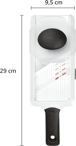 Vista 9 de OXO Good Grips - Cortador de mandolina de mano con mango antideslizante para cocina Adjustable Thickness Settings, Hand Guard Included, Slice