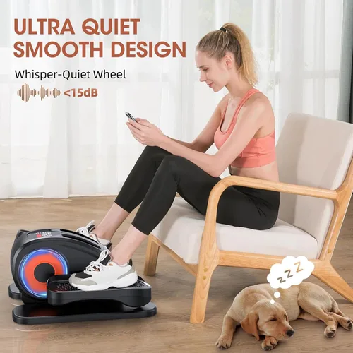 Vista 2 de Under Desk Elliptical Machine, 2-in-1 Electric Leg Exerciser for Seniors, Quiet & Compact Pedal Exerciser with Remote, 12 Speed Elliptical Exercise