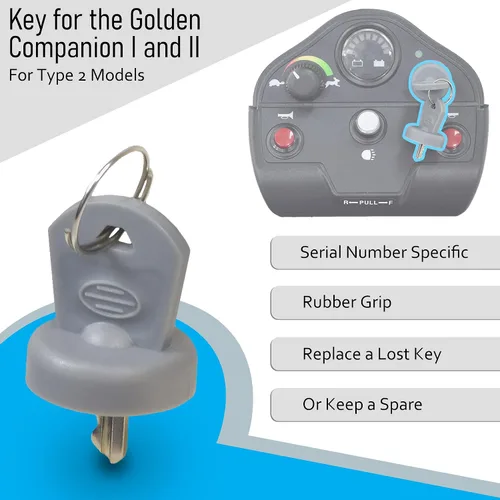 Vista 2 de AlveyTech Llave para Golden Companion I & II GC240/GC340/GC440, Buzzaround Lite y XL (GB106/GB116/GB146), LiteRider (GL110/GL140) - Reemplazo