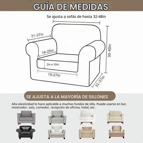 Vista 4 de Funda para sofá, funda para sillón, funda de sofá de 2 piezas con brazos