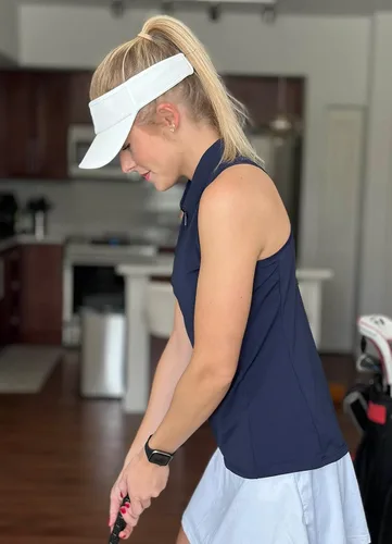 Vista 2 de baleaf - Camisetas de golf para mujer, sin mangas, polo de tenis con espalda cruzada, deportiva y de secado rápido