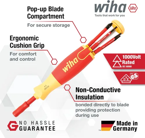 Vista 2 de Wiha 28393 Juego de cuchillas aisladas SlimLine Ultra-Driver de 7 piezas ranuradas, Phillips