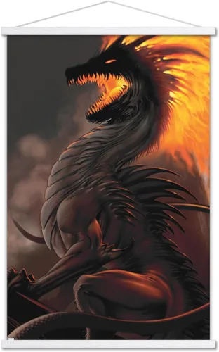Vista 7 de Trends International LA Williams - Belial Dragon Wall Poster, 22.37" x 34.00", Premium Print and Beechwood Hanger Bundle