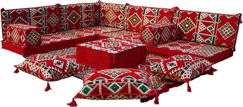 Vista 20 de arabicsofa Juego de sofás árabes tradicionales en forma de L - Sofás seccionales marroquíes - Asientos Majlis orientales para sala de estar