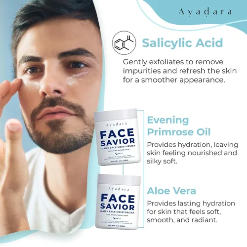 Vista 6 de Ayadara Hidratante facial para el acné, 2 onzas líquidas, hidratante facial avanzado con control de aceite para piel grasa, crema hidratante