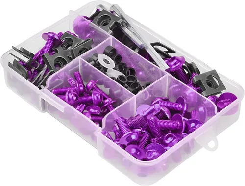 Vista 10 de Kit de pernos de carenado de motocicleta, 177 piezas M5 M6, tornillos para parabrisas de motocicleta, kit de cierres de pernos de carenado de Negro