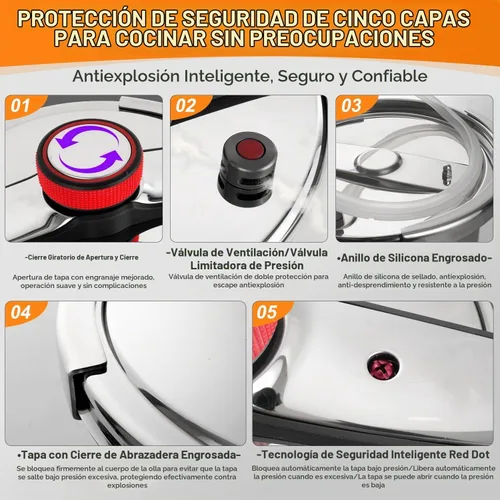 Vista 4 de Olla a presión de 10 cuartos de galón, recipiente a presión de acero Stainess de 10 cuartos de galón, utensilios de cocina a prueba de explosiones