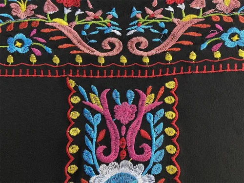 Vista 4 de Blusas bordadas mexicanas para mujer, de manga corta, para fiesta, blusas florales campesinas