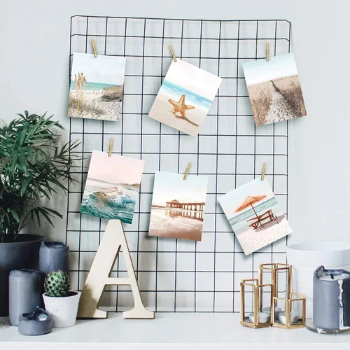 Vista 3 de Juego de 6 impresiones costeras para pared, diseño estético junto al mar, estrellas de mar, arena, paseo marítimo, olas del océano, pósteres