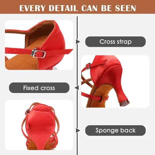 Vista 5 de VCIXXVCE Zapatos profesionales de baile latino para mujer, puntera abierta, salsa, práctica, danza, rendimiento